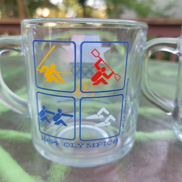 Vintage Set of 3 Anchor Hocking McDONALDS  1984 LA OLYMPICS Clear Glass Cup MUGS - Picture 3 of 6
